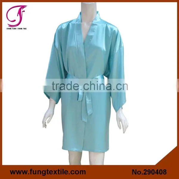 2904 Hot Sales Wedding Turquoise Short Satin Bride Robe photo-5