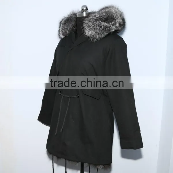 Wholesale Price Hot Selling Popular Parka Jacket With Real Silver Fox Fur Hood Trim photo-2