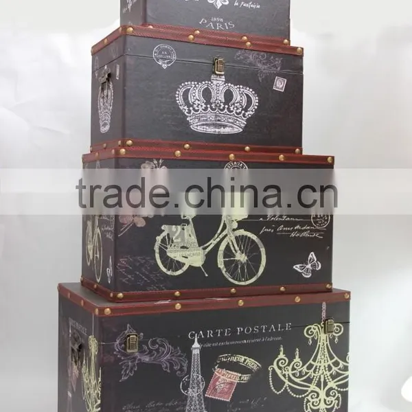 Vintage Decorative Wooden Storage Trunk Box photo-3