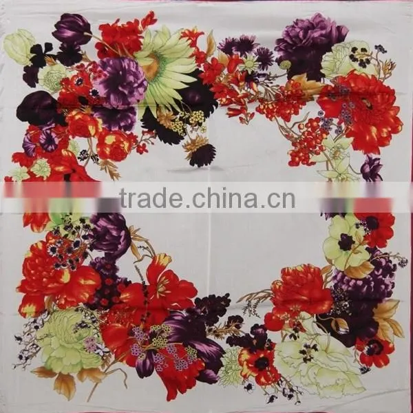 Square Scarf 100%Silk With 4Colors Multiple Printing