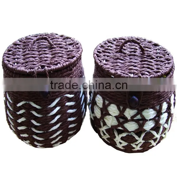Small Rattan Basket With Lid Different Colors Optional