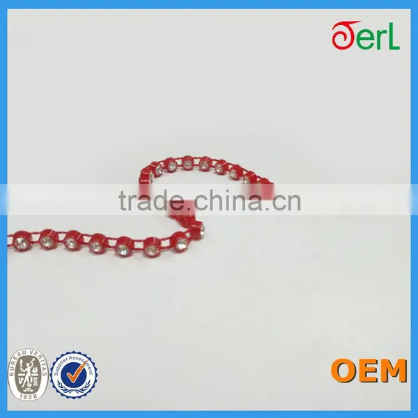 Single Row Red Base Plastic Glass Rhinestone Banding Trimming photo-3