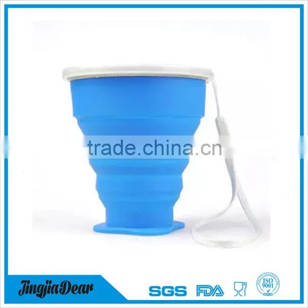 Soft Food Grade Silicone Folding Drinking Cup, Silicone Custom Design Collapsible Cup With Lid photo-3