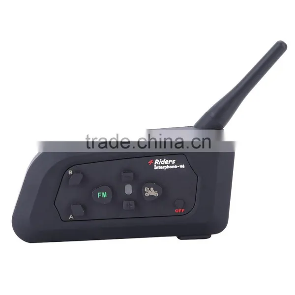 2016 Updated Soft Earphone! 2 Pcs V4 Motorcycle Helmet Bluetooth Intercom Headset With FM for 4 Riders 1200m Wireless Interphone photo-2