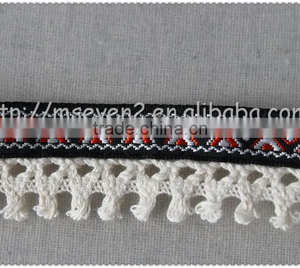 Hot Selling Elegant Jacquard Cotton Tassel Trim, Chemical Cord Trim With Jacquard Fringe for Clothes photo-6