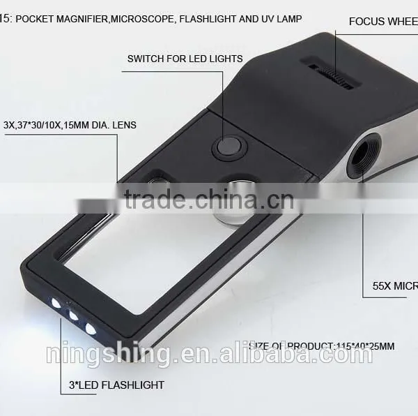 Pocket Magnifier With Flashlight and UV LED photo-2