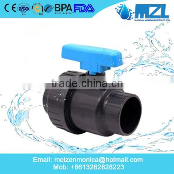 Hot Customized Upvc Pvc Double Union Plastic Pvc Ball Valve With Blue Handle photo-2