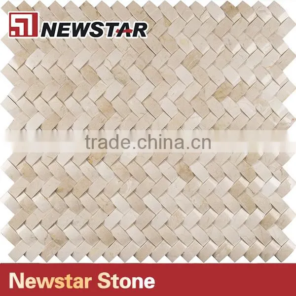 Newstar Herringbone 3d Cambered Crema Marfil Polished Tile Mosaic photo-4
