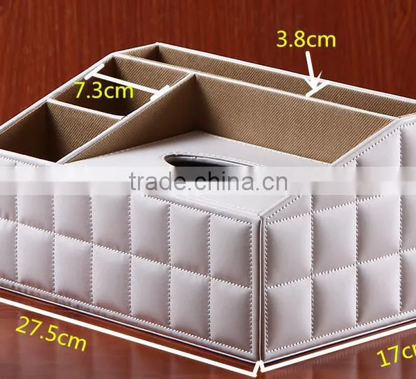Quality PU Leather Multifunctional Desktop Storage Tissue Box photo-2