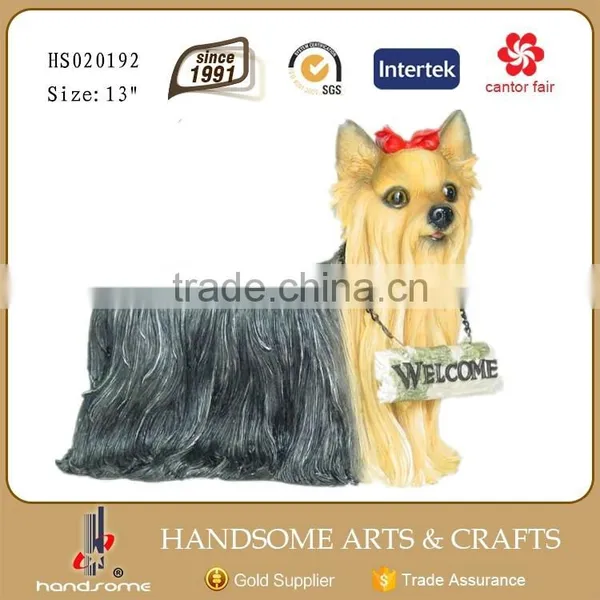13.5 Inch Resin Realistic Animal Home Decoration Welcome Dog Statue photo-6