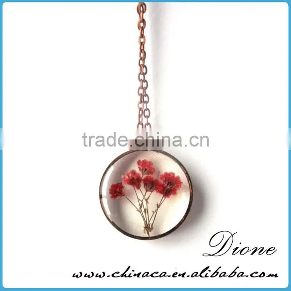 Low MOQ Resin Real Flower Necklace Herbarium Pendant photo-4