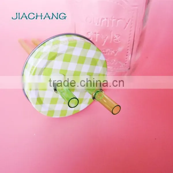Drinkware Transparent Glass Table Beer Jar With 2 Pieces of Straws photo-5