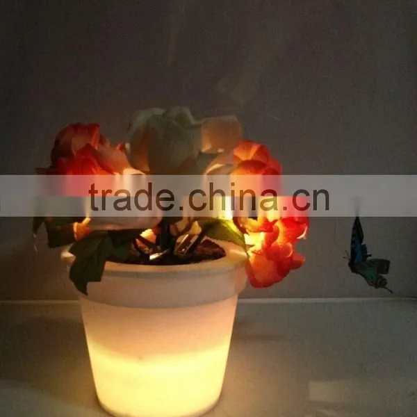 Cheap Home Decoration Plastic PE Solar Led Light Garden Flower Pot photo-2