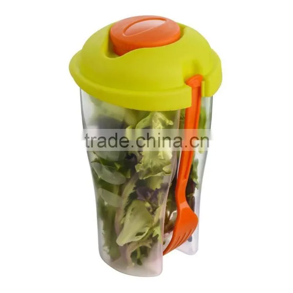 Salad To Go Travel Food Container Jar Tub With Orange Fork Compartment photo-2