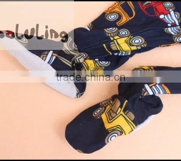TinaLuLing 100% Cotton Wholesale Baby Winter Footed Pajamas Boys Car Design One Piece Pajamas photo-4