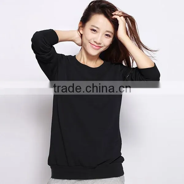 2016 Autumn Womens Casual Pullover Long Sleeve Crewneck Cotton Sweatshirt Without Hood photo-2
