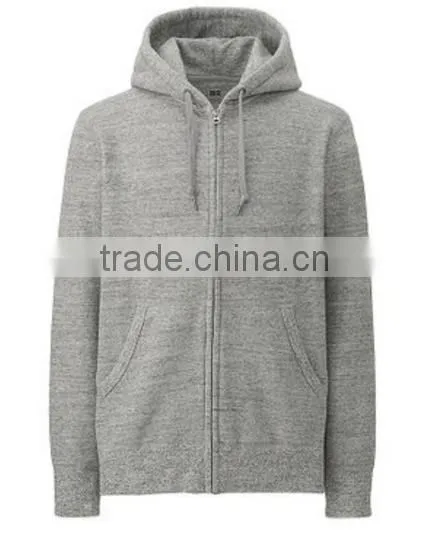 High Quality Custom Plain Hood Zipper Up Cotton Sweatshirt Coat