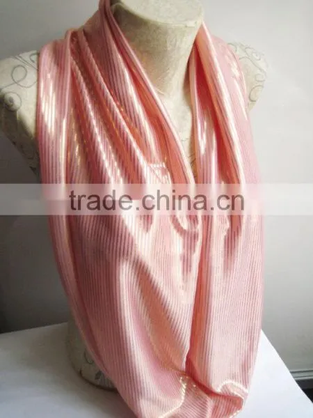Gold Stripes Infinity Scarf , Peach and Gold Scarf ,Gold Scarf, Stripes Scarf, Mother's Day Gift , Fashion Scarf photo-3