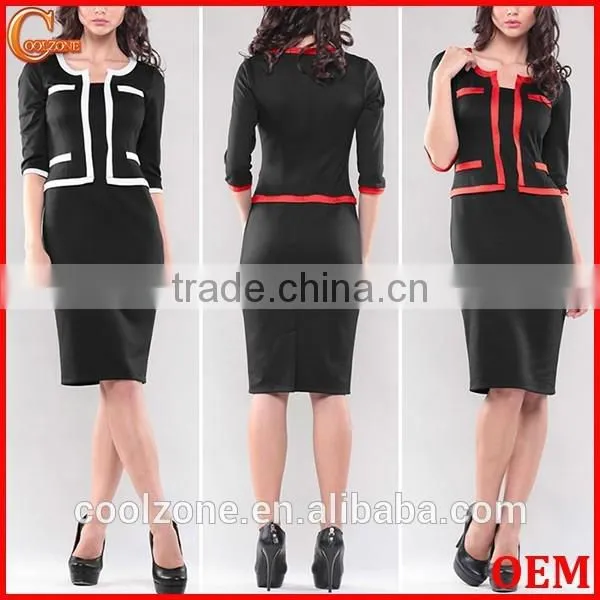 Elegant Contrast Ladies Office Suit Fashion Stylish Woman Suit 2015