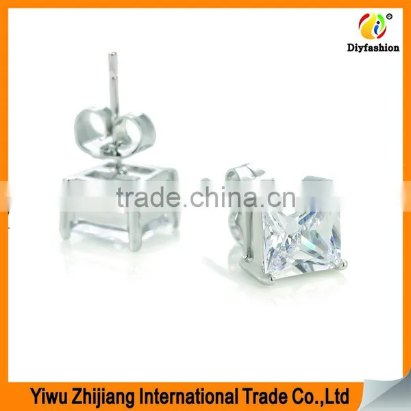 2017 New Fashion Inlay Zircon Platinum Plating Set Auger Square Earrings photo-2