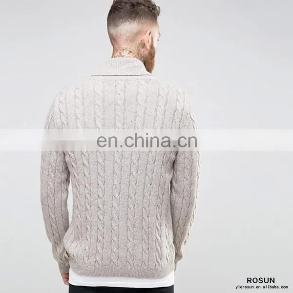 Mens Shawl Neck Cable Cardigan in Wool Mix photo-2