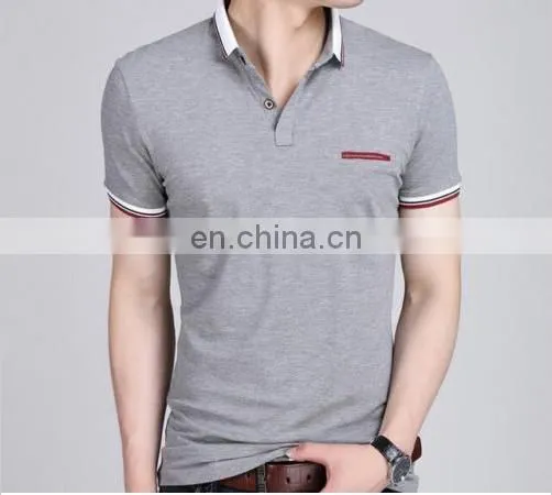 2016 Fashion New Design Solid Color Men's Short Sleeve Polo T Shirt Slim T-shirt With Chest Pocket photo-2