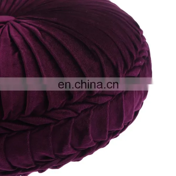 Pumpkin Shaped Circle Round Velvet Purple Wrinkle Cushion Floor Pillow Seat Cushions Chair Pads for Living Room Sofa Deco photo-5