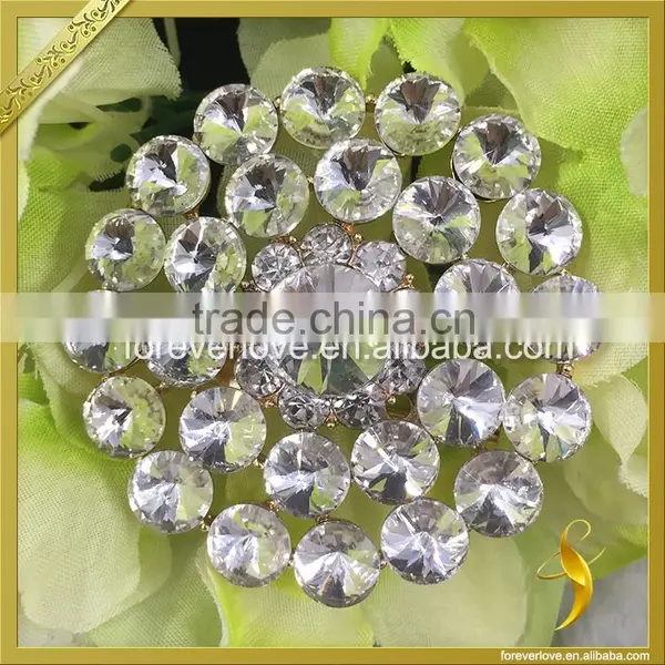 Costume Jewelry Brooches Flower Rhinestone Hair Brooches Bling Rhinestone Brooches for Sashes FB-072 photo-5