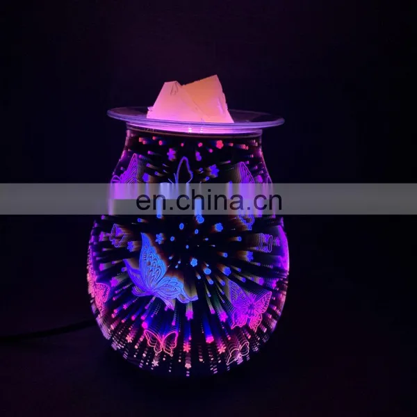 New 3D Glass Colorful Gradient Fireworks Aromatherapy Lamp Colorful Color Changing Plug-in Butterfly Table Lamp photo-6