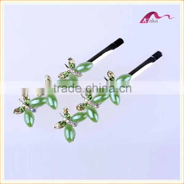 Wholesale Price New Arrival Multi Colors Elegant Hair Grips Metal Crystal Decorated Butterfly Ceramic Beads Hair Clips For Gifts photo-2