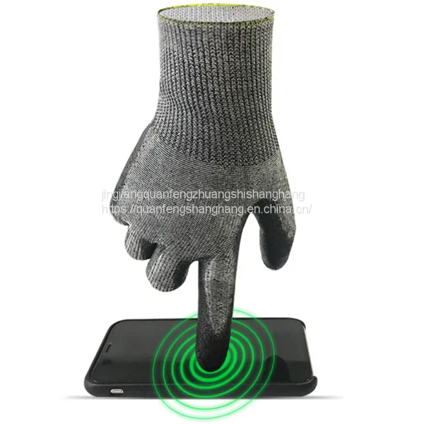 Anti Slip Hppe Cut Resistance Pu Coated Gloves photo-5