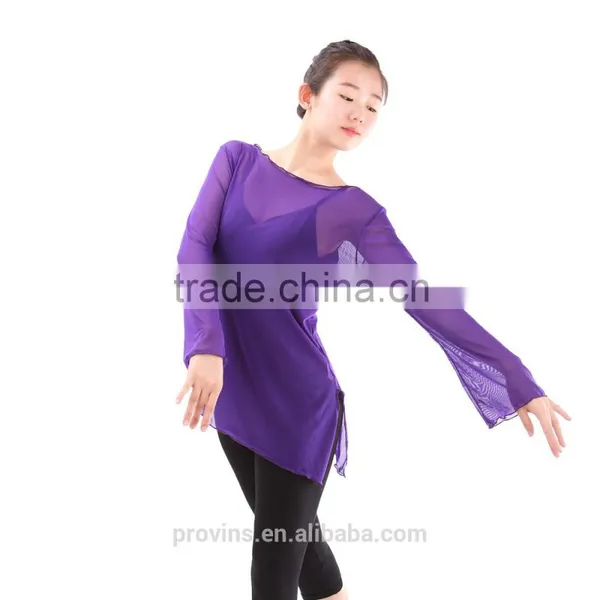 (WE01119) Ballet Warm Up, Dance Warm Up, Mesh Dance Tops, Long Sleeve Dance Tops photo-4