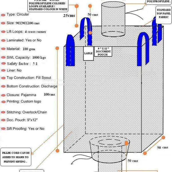Cylinder Fabric Big Bag Sugar Bag 1000kg With PE Liner photo-5