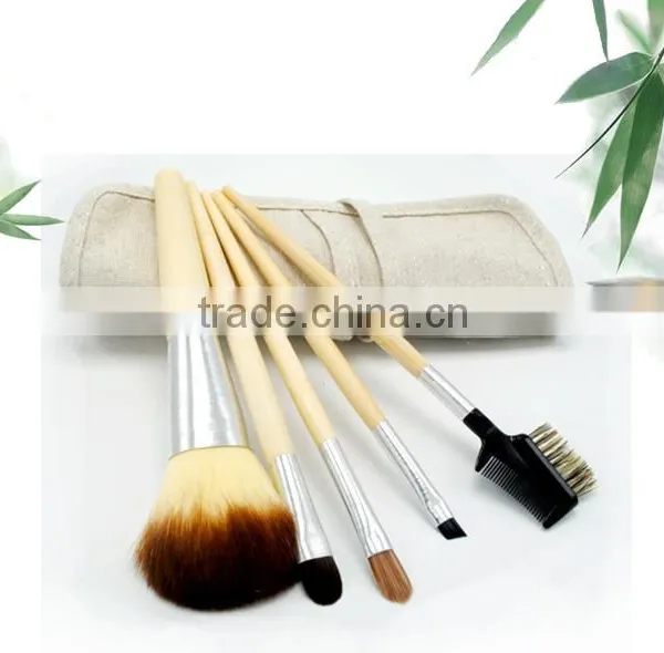 Bamboo Hand Material Synthetic Hair Powder Brush Set 5 Pieces photo-4