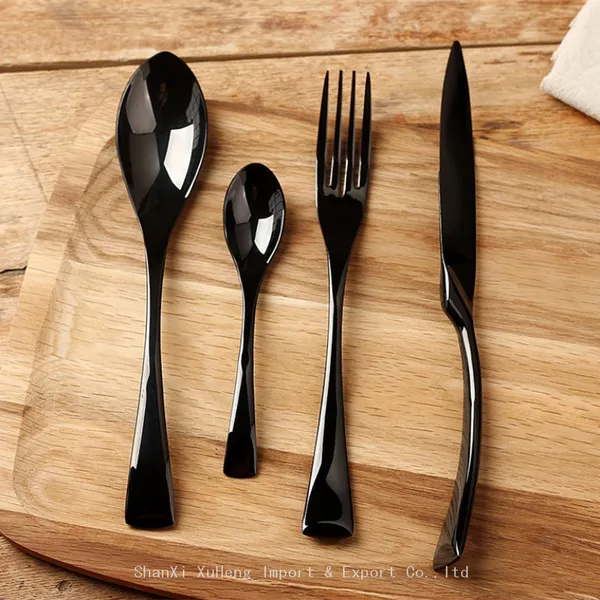 Restaurant Stainless Steel Cutlery 304 Black Plated Polishing Flatware Set photo-2