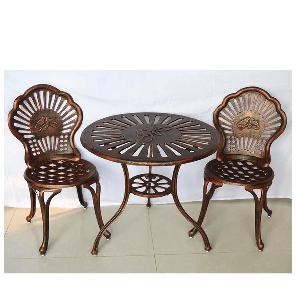 Garden Outdoor Round Table Cast Iron Aluminium Dining Coffee Tables Waterproof Sturdy Durable Balcony Patio Furniture Bistro Sets photo-2