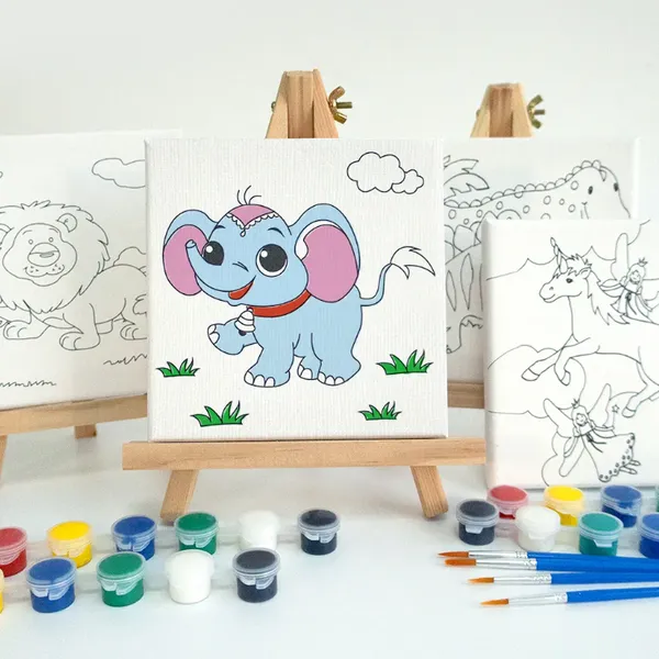 20*20cm mini canvas DIY painting printed drawing cartoon canvas board for kids
