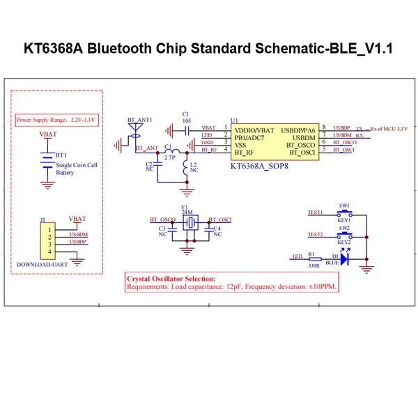 KT6368A Bluetooth Module Support 5.1 BLE/2.1 SPP Transparent Transmission Pure Data IC UART AT Controller For Arduino or ESP32 photo-3