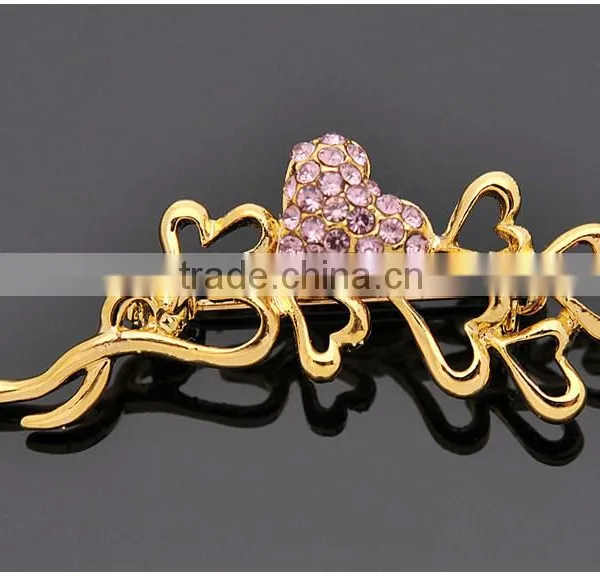 Elegant Crystal Diamond Peach Pin Brooch Gold-plated Fashion Scarf Buckle photo-2