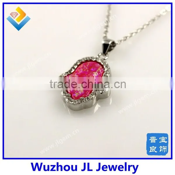Hot Sale Synthetic cz Opal Hand/Hamsa With CZ 925 Silver Sterling Necklace Jewelry photo-3