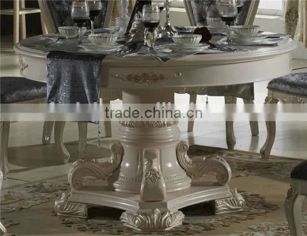 Noble Treasures Elegant French Style Dinging Table and Chair Set With Cabinet / French Royal Round Table CZ102 photo-2