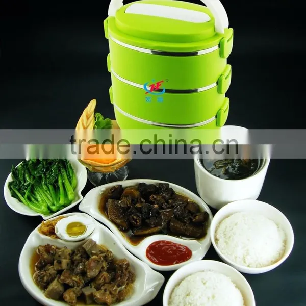 2014 New Design Printed Bento Stainless Steel and PP Plastic Lunch Box 3 Tiers With Buckle photo-6