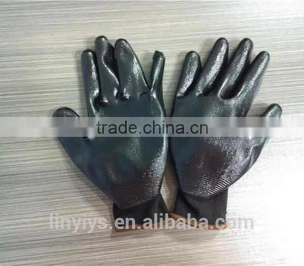 13G Black Seamless Knitted Nitrile Working Safety Gloves