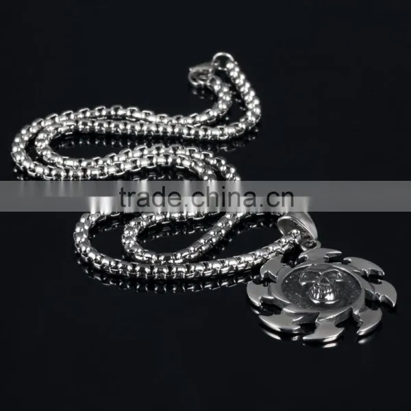 Wholesale Fashion 316l Stainless Steel Skull Necklace With Sun for Men Gift photo-2