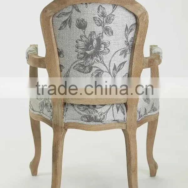 French /European Style Square Back Solid OAK Flower Fabric Arm Chair/Ding Chair/Living Leisure Chair(CH-859-Oak) photo-3