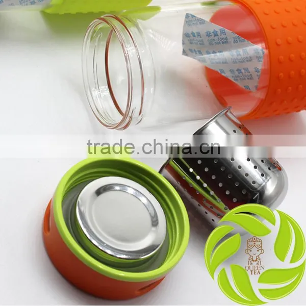 New Design Borosilicate Glass Tea Bottle Rubber Glass Bottle Infuser Tea Bottle 500ml 16.89oz Tea Bottle