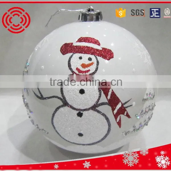 2016 Pearl Light White Hand Painting Christmas Ball With 4pcs Diamonds photo-2