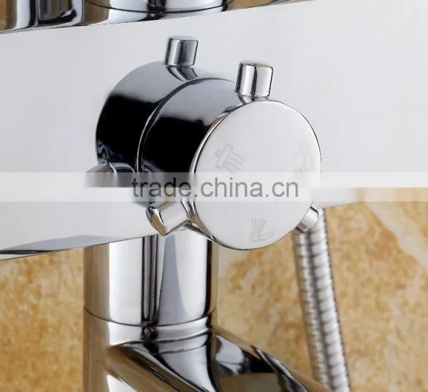 Brass Square Hard Tube Shower Mixer Set/wall Mounted Bath Shower Faucet photo-3