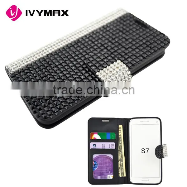 China Guangzhou Wholesale Free Samples Promotion PU Leather Wallet Flip Case for Samsung Galaxy S7 photo-2