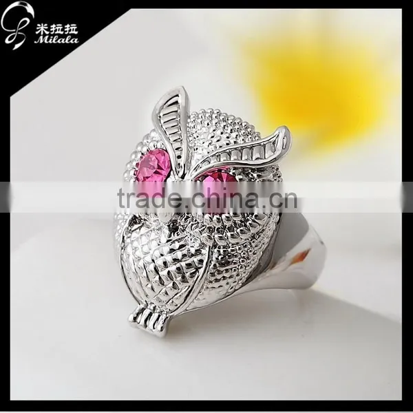 White Gold Diamond Ring Owl Shape photo-2